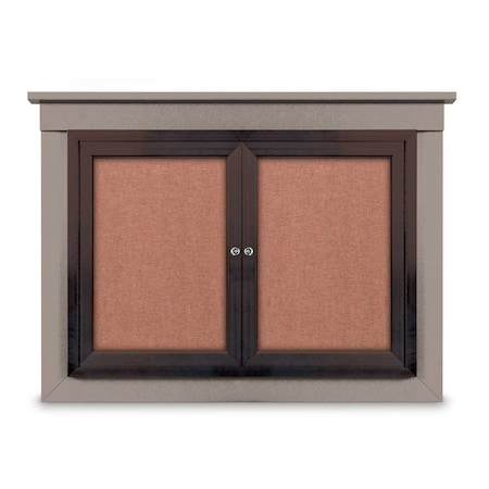United Visual Products 36"x36" 1-Door Enclosed Letterboard, Blue Felt/Cherry UV2623O-CHERRY-BLUE